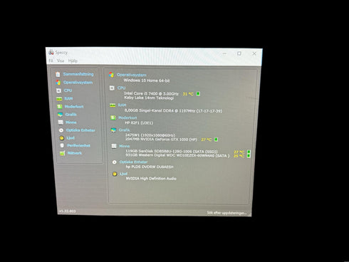 Stationär dator Intel Core i5 7400 @ 3.00GHz