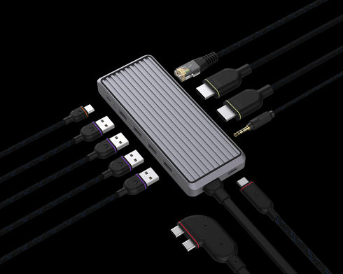 10-portars USB-C hubb för dubbla skärmar för Mac (beg)