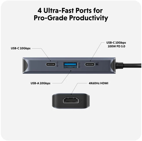 Hyperdrive 4-in-1 USB-C Hub Midnattsblå (beg)