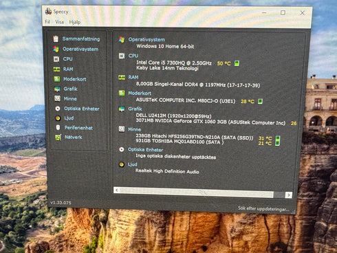 Gamingdator Asus - i5 7300HQ 8GB 256GB +1000GB GTX 1060