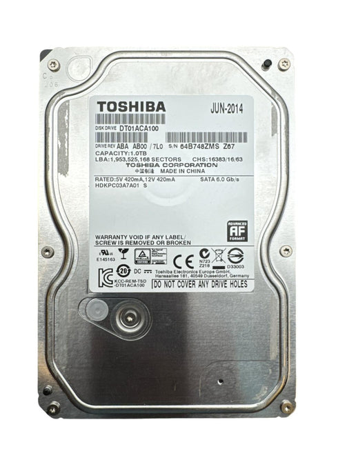 TOSHIBA HDD 1.0TB hårddisk 3,5 tum (Begagnad)