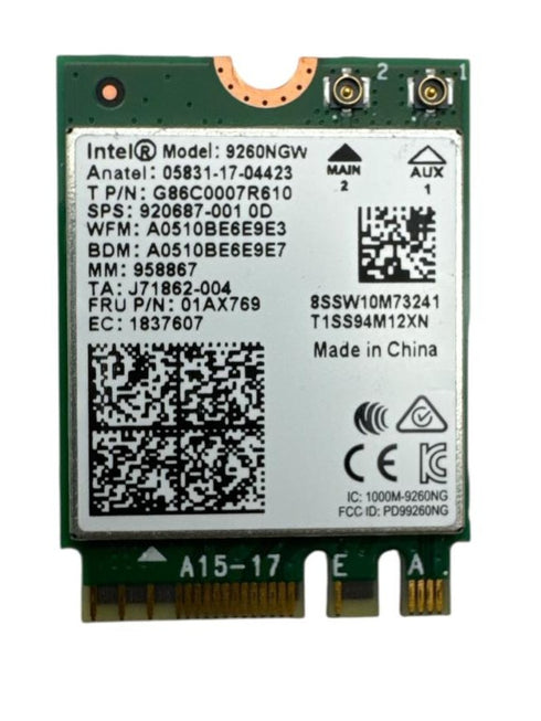Intel Wireless-AC 9260 WLAN/Bluetooth 1730 Mbit/s Intern - nätverkskort (intern, trådlös, M.2, WLAN/Bluetooth, Wi-Fi 5 (802.11ac), 1730 Mbit/s)