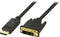 DisplayPort till DVI monitorkabel, 20-pin ha - ha 1m, svart