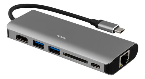 USB-C dockningsstation Deltaco USBC-1266 (beg)