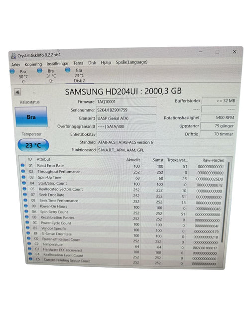 Begagnad Samsung 3.5 HDD Intern hårddisk - 2TB