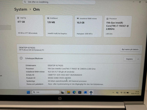 HP ProBook 640 G8 14" FHD i7 (gen 11) 16GB 512GB win 11 pro (beg)