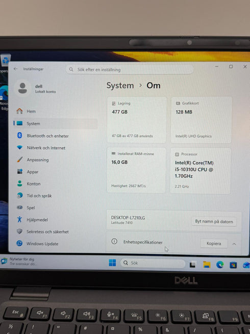 Dell Latitude 7410 - 14 / Core i5, 16GB RAM, 512GB SSD win 11 pro (beg)
