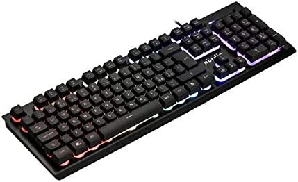 bakgrundsbelyst trådat RGB gamingtangentbord, nordisk, membranbrytare, 25 anti-ghosting tangenter, mediatangenter, aluminium, ABS plast, USB