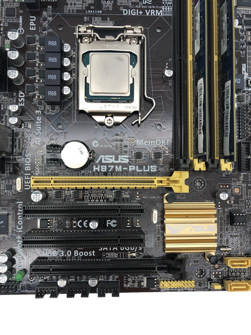 ASUS H87M-PLUS mATX moderkort med Processor intel core i5-4590 och RAM 8gb