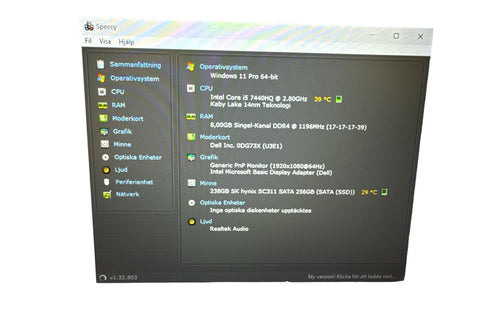 Dell Latitude 5580 Business Laptop/Bärbar | 15.6in HD|Intel Core i5-744HQ| 8GB DDR4 | 256GB SSD | Win 11 Pro (beg)