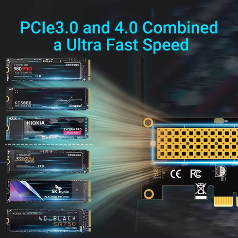 ROHS X1 M.2 NVMe till PCIe X1-adapter för 2230/2242/2260/2280 M.2 NVMe SSD, PCIe X1-installation