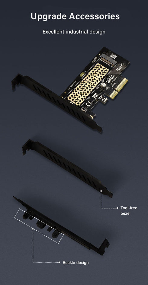 ROHS M.2 NVMe Till PCIe 4.0 X4-Adapter för 2280/2260/2242/2230 M.2 NVMe SSD