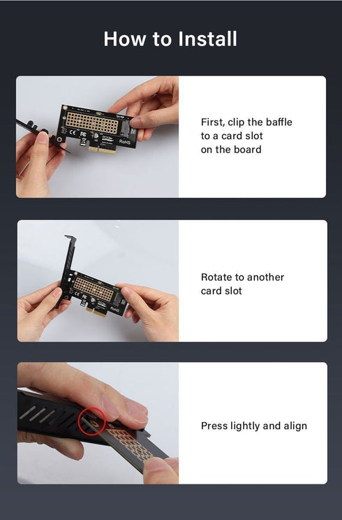 ROHS M.2 NVMe Till PCIe 4.0 X4-Adapter för 2280/2260/2242/2230 M.2 NVMe SSD