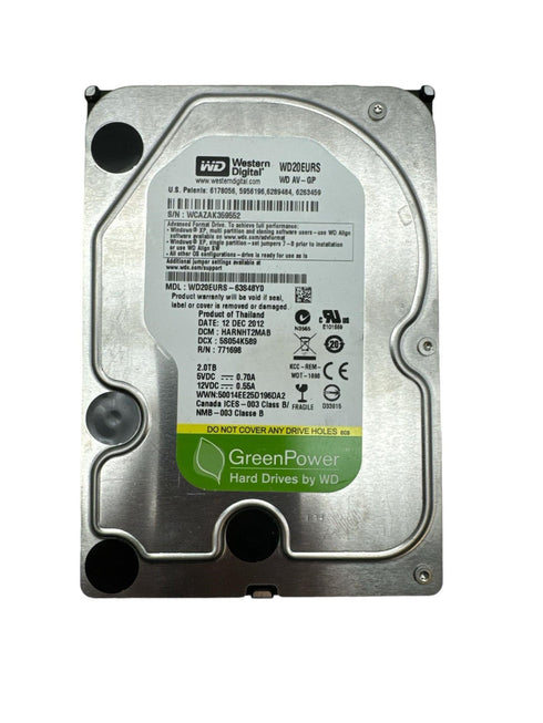 Begagnad Western Digital Green 2TB, 3,5" Intern Hårddisk