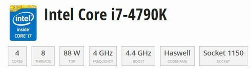 Processor/CPU INTEL Core i7-4790k GHz Socket 1150 (beg)