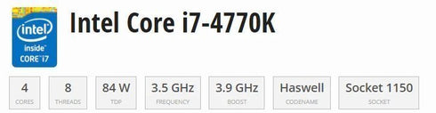 Processor/CPU INTEL Core i7-4770k GHz Socket 1150 (beg)