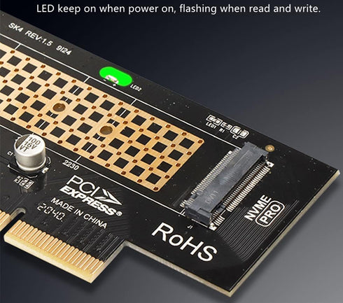 ROHS M.2 NVMe Till PCIe 4.0 X4-Adapter för 2280/2260/2242/2230 M.2 NVMe SSD