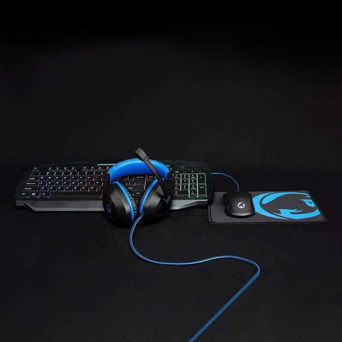 NEDIS - Gaming combo kit - 4-i-1 - Tangentbord, headset, mus och musmatta - 5 V 0,5 A - Högerhänt - 6 knappar - Operativsystem Windows - USB - 1200/1600 / 2000/3200 DPI