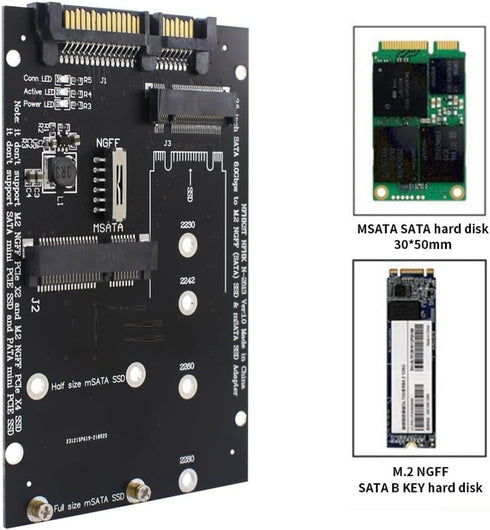 TISHRIC M2 Till Sata 2,5- M2 SSD-Adapter Msata Till Sata NGFF MSATA SSD Till SATA3.0 Adapterkort Omvandlarkort för BäRbar Dator