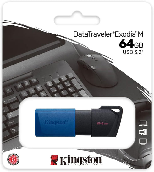Kingston DataTraveler Exodia M USB 3.2 Gen 1 DTXM/64GB – med rörligt lock (svart + blå)