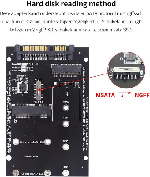 TISHRIC M2 Till Sata 2,5- M2 SSD-Adapter Msata Till Sata NGFF MSATA SSD Till SATA3.0 Adapterkort Omvandlarkort för BäRbar Dator