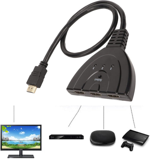 HDMI-switch 3 ingångar 1080P - Svart