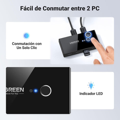 UGREEN USB 3.0 Switch 2-in-4 – 4 USB-portar, 2 datorer