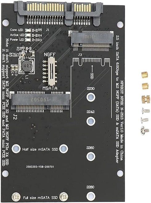 TISHRIC M2 Till Sata 2,5- M2 SSD-Adapter Msata Till Sata NGFF MSATA SSD Till SATA3.0 Adapterkort Omvandlarkort för BäRbar Dator