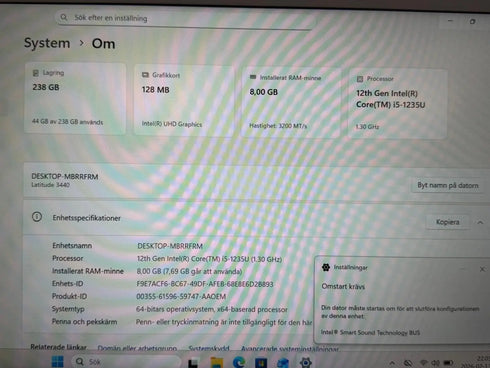 Dell Latitude 3440 14-tums Core i5-1235U 8GB RAM 256 GB SSD Win 11 Pro