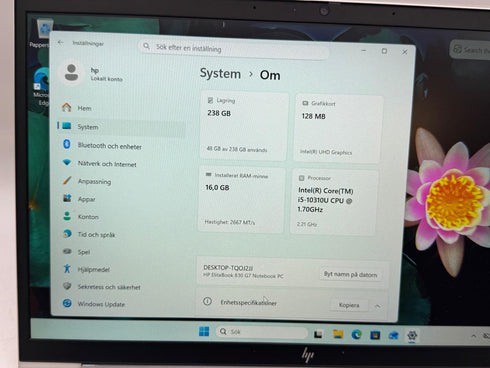 HP EliteBook 830 G7 | i5-10310U | 16 GB RAM | 256 GB SSD win 11 Pro (beg )
