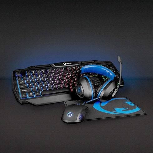 NEDIS - Gaming combo kit - 4-i-1 - Tangentbord, headset, mus och musmatta - 5 V 0,5 A - Högerhänt - 6 knappar - Operativsystem Windows - USB - 1200/1600 / 2000/3200 DPI