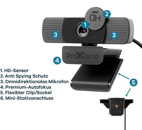 ProXtend X302 Full HD-kamera Web 2 MP 1920 x 1080 pixlar (Beg)