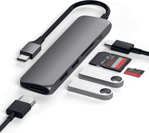 Satechi Slim Multiport-adapter V2 i Aluminium med USB-C (beg)