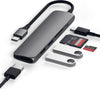 Satechi Slim Multiport-adapter V2 i Aluminium med USB-C (beg)