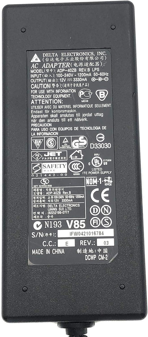 Delta ADP-40ZB REV.B LPS AC Adapter 12V 3330mA Laddare W/P.Cord från Tekswamp