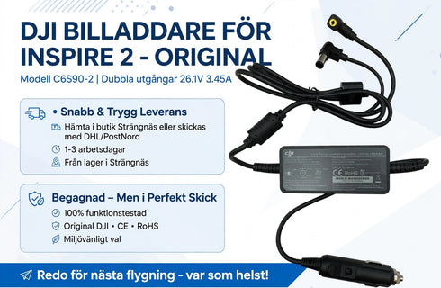 Original DJI billaddare för Inspire 2 i mycket bra skick.