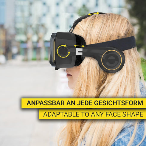 Hi-SHOCK Premium VR-glasögon – X4 – spelglasögon för 3D-nöje – VR-headset med integrerade hörlurar för 4,7–6,2 Android-smartphones – Perfekt för Virtual Reality 360 videor