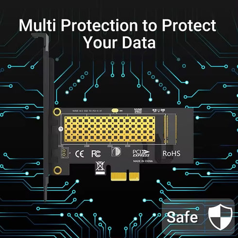 ROHS X1 M.2 NVMe till PCIe X1-adapter för 2230/2242/2260/2280 M.2 NVMe SSD, PCIe X1-installation