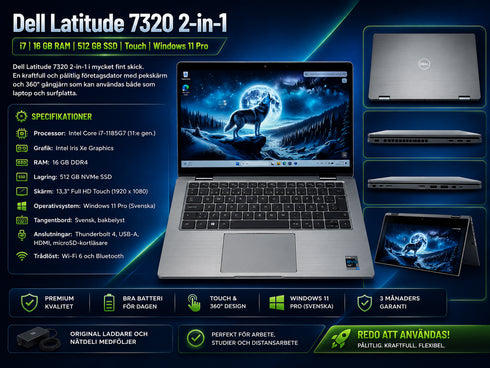 Dell Latitude 7320 2-in-1 – i7 | 16 GB RAM | 512 GB SSD | Touch | Windows 11 Pro