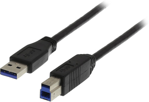 USB 3.0 Kabel, Typ A hane till Typ B hane, 1m - Svart