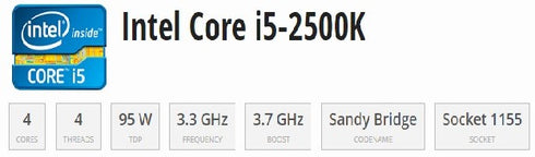 Intel Core i5-2500K 3.3 GHz
