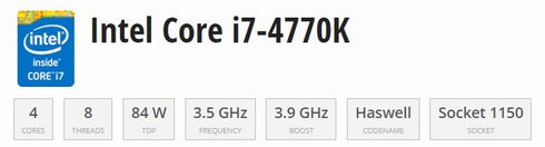 Intel Core i7-4770K 3.5 GHz Socket 1150