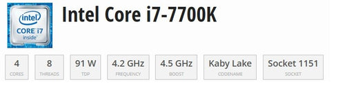 Processor/CPU Intel Core i7-7700K 4.2 GHz Socket 1151 (beg)