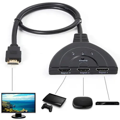 HDMI-switch 3 ingångar 1080P - Svart (beg)