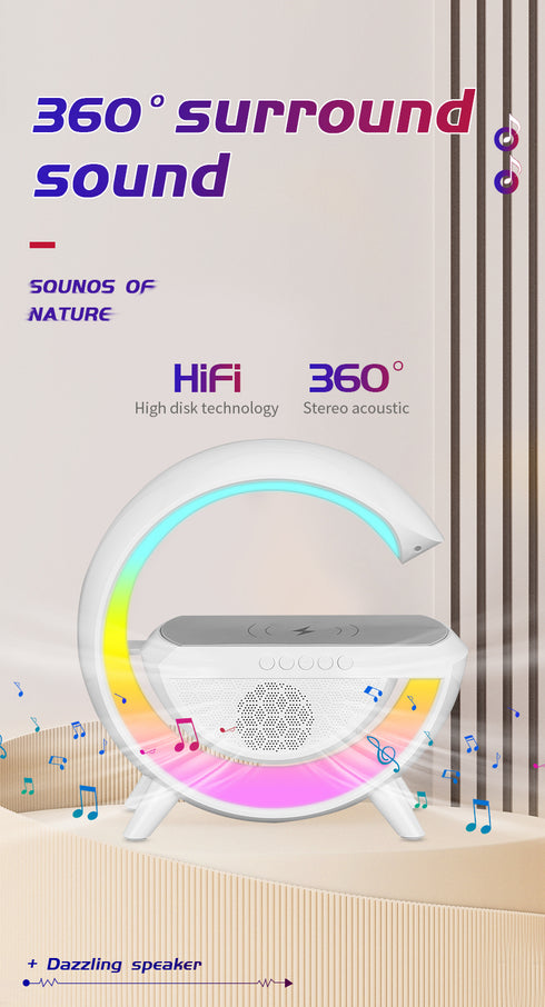 Trådlös laddare Bluetooth-högtalare & RGB (Färg Svart)
