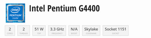INTEL® Pentium G4400- 3.3 GHz Socket 1155 (beg)