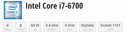 Processor/CPU Intel Core i7-6700 3.4 GHz Socket 1151 (beg)