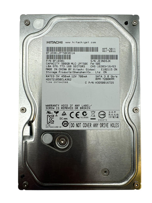 HITACHI HDD 500gb hårddisk 3,5 tum Begagnad