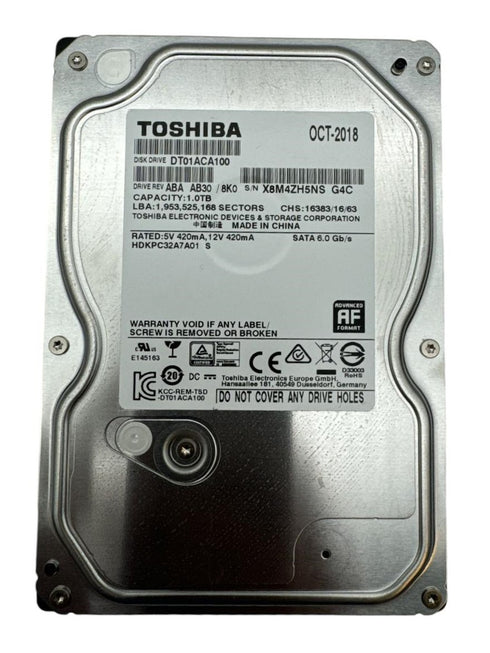 TOSHIBA HDD 1.0TB hårddisk 3,5 tum (Begagnad)