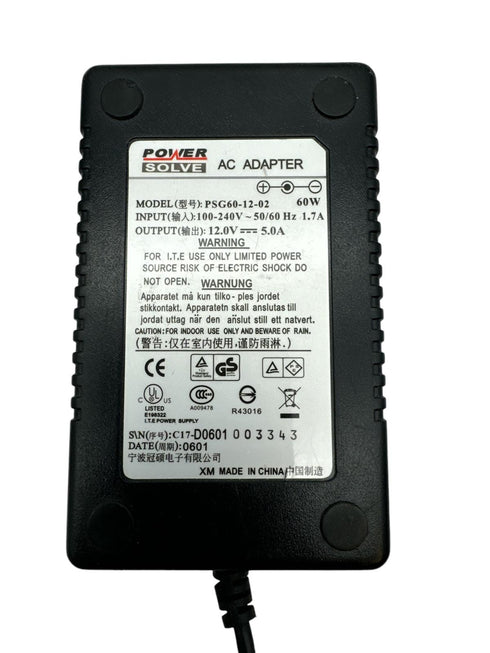POWER SOLVE Laddare/AC-adaptrar MODEL PSG60-12-02 -12V 5.0A -3 stifts (beg)